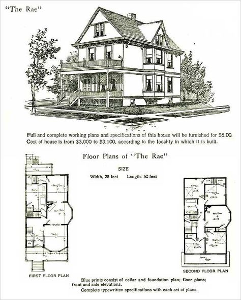 1905 Late Folk Victorian House Plans - Hodgson Rae Model Crazy Homes, Victorian House Floor Plans, Victorian Floor Plans, Folk Victorian House, Folk Victorian Farmhouse, 1900s House, Victorian Ideas, Victorian House Plans, Folk Victorian