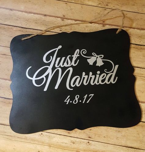 Just Married Sign, Personalized School Supplies, Wedding Chalkboard Signs, Wedding Dress Jewelry, Dragon Birthday, Custom Cross, Chalkboard Sign, Chalkboard Signs, Sign Wedding