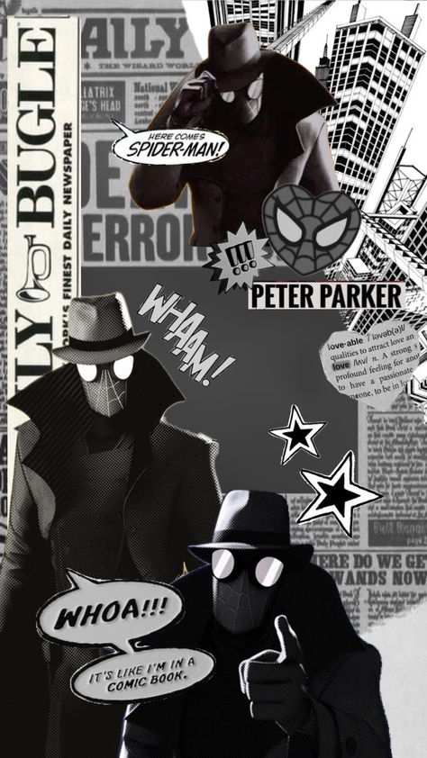 #spiderman #spidermannoir #spidernoir #music #books #movies #quotes #art #wallpaper #vintage #spidermanshuffle #spidermanaesthetic #spidermanmarvel #spidermanintothespiderverse #spidermanacrossthespiderverse Spiderman Spiderverse Wallpaper, Art Wallpaper Vintage, Noir Spiderman, Skeleton Pics, Newspaper Wallpaper, Yearbook Quotes, Movies Quotes, Marvel Artwork, Spiderman Pictures