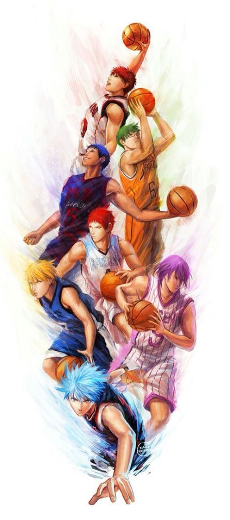 Kuroko no basket art Die Wundergeneration und das sechste Phandommitglied - #ART #Basket #das #die #Kuroko #Phandommitglied #sechste #und #Wundergeneration #basketball #basketball Kuroko's Basketball Wallpaper, Anime Basket, Kagami Kuroko, Kuroko No Basket Characters, Midorima Shintarou, Basketball Anime, Kuroko Tetsuya, Basketball Wallpaper, Playing Basketball