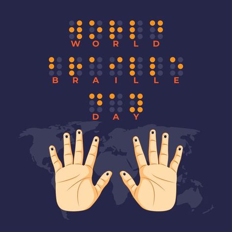 World Braille Day Poster, Reading Braille, World Sight Day, World Braille Day, Braille Alphabet, Health Icon, Oneplus Wallpapers, Globe Icon, Blinds Design