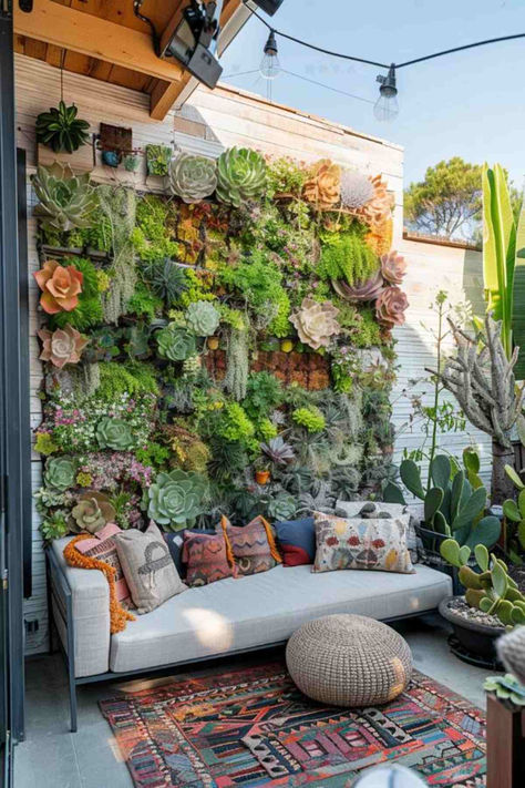 40 Stylish Boho Garden Ideas for Your Backyard Boho Garden Ideas, Garden Dividers, Spiral Garden, Bohemian Patio, Inspiring Outdoor Spaces, Small Courtyard, Courtyard Gardens, Small Courtyard Gardens, Boho Patio