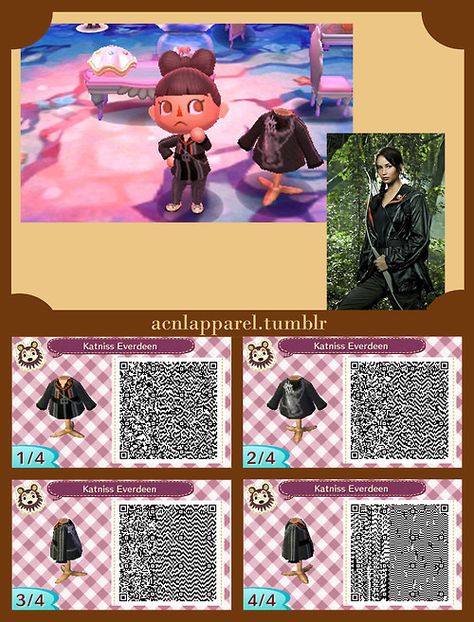 Katniss Outfit, Animal Crossing New Leaf Qr Codes, Animal Crossing Qr Codes Clothes, Animal Crossing Game, Katniss Everdeen, Animal Crossing Qr, Animal Games, Mockingjay, Big Book