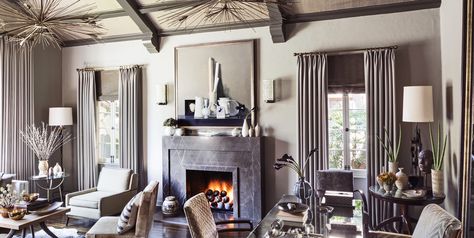 Jeff Andrews Design, Colours That Go With Grey, Glamour Interiors, American Interior, Design Your Own Home, Fireplace Ideas, Los Angeles Homes, Top Interior Designers, Living Room With Fireplace