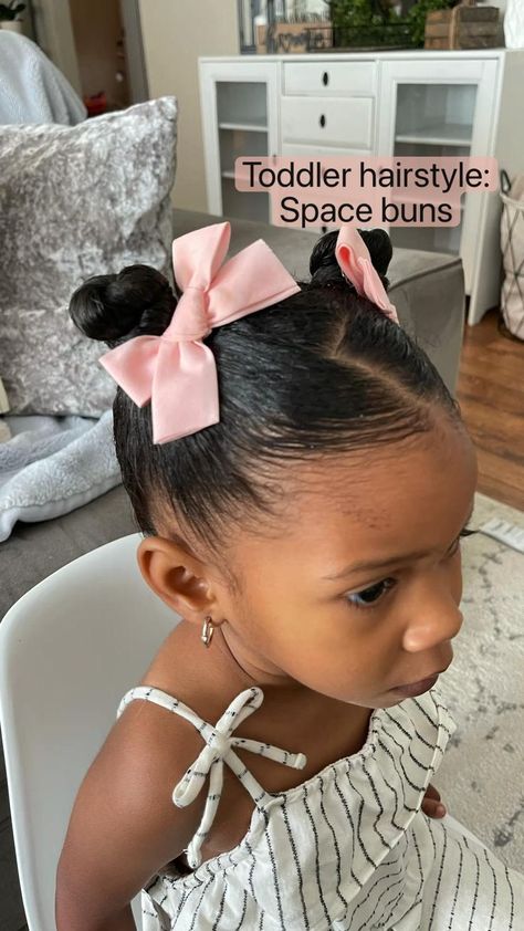 Baby Girl Hairstyles Curly, Cute Toddler Hairstyles, Easy Little Girl Hairstyles, Braided Hairstyles For Kids, Hairstyles For Black Hair, Girl Hair Dos, Lil Girl Hairstyles, Kids Curly Hairstyles, Space Buns