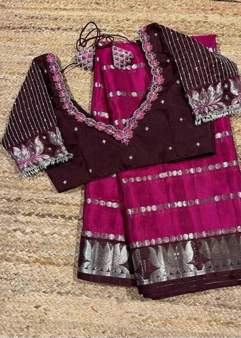 Brown Colour Blouse Aari Work Design, Sarees Combination, Brown Blouses, Exclusive Blouse Designs, Lehenga Saree Design, Cotton Blouse Design, Resham Embroidery, Simple Saree Designs, Latest Blouse Designs Pattern