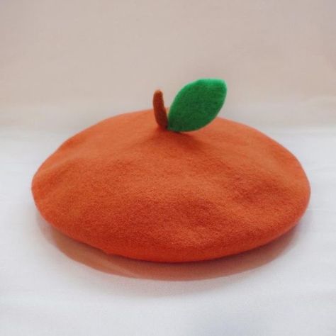 Orange Beret, Fruit Clothes, French Orange, Cute Beret, Funky Hats, Orange Hats, Orange Fruit, Beret Hat, Berets