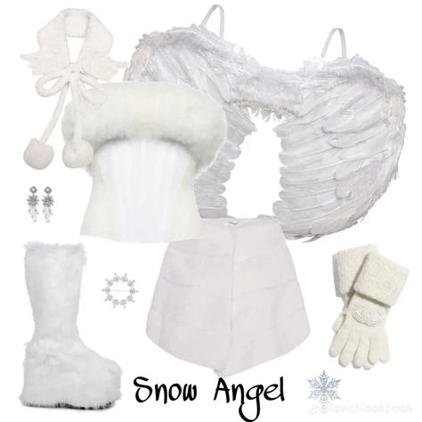 Costume Ideas Cold Weather, Snow Angel Halloween Costume, Winter Costumes Ideas, Snow Bunny Costume Halloween, Snow Angel Costume, Ice Queen Halloween Costume, Winter Halloween Costumes, Ski Halloween Costume, Snow Princess Costume