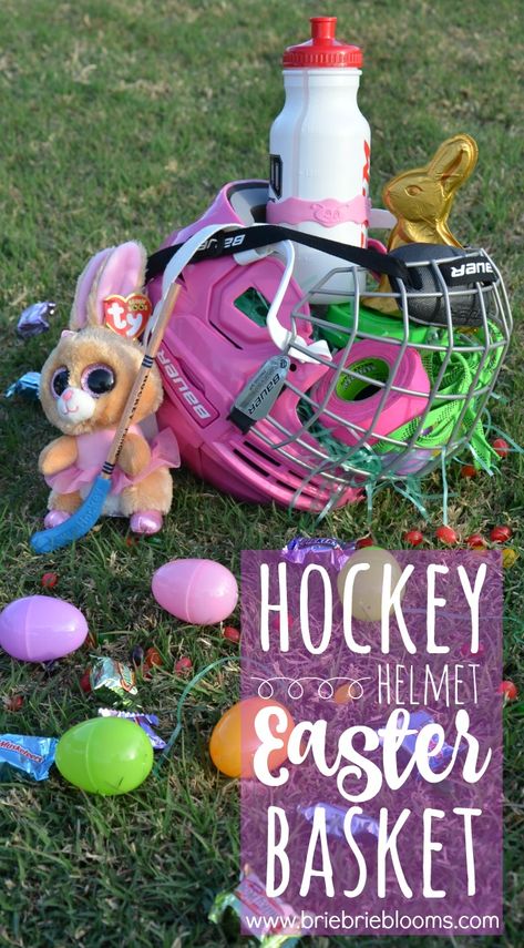 Make the ultimate hockey Easter basket for your hockey player! The hockey helmet basket filled with favorite equipment and accessories is a perfect gift. Hockey Easter Basket Ideas, Easter Craft Activities, Unique Easter Baskets, Auction Baskets, Hockey Helmet, Raffle Basket, Easter Basket Ideas, Raffle Baskets, Hockey Player