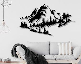 Mountain Wall Decor Metal Wall Art Mountains Metal Wall | Etsy Wall Art Mountains, Metal Bird Wall Art, Mountain Wall Decor, Art Mountains, Scandi Decor, Stylish Wall Art, Mountain Wall, Wall Art Metal, Metal Wall Hangings