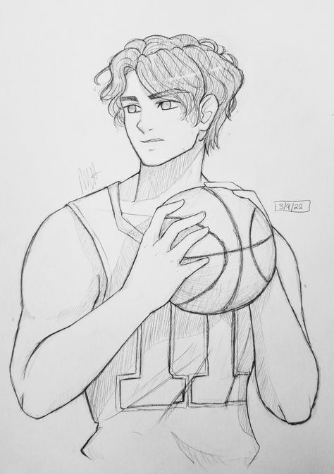 Pencil drawing of a boy holding a basketball in front of him Jesus Drawing, Basketball Drawings, Hipster Drawings, Arte Aesthetic, Výtvarné Reference, Anime Boy Sketch, Animation Art Sketches, Boy Drawing