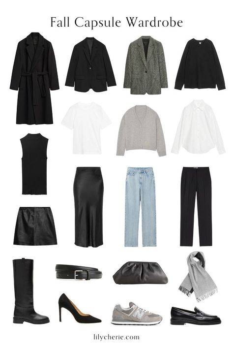 Black Capsule Wardrobe, Chic Capsule Wardrobe, Capsule Wardrobe Casual, Capsule Wardrobe Minimalist, Neutral Capsule Wardrobe, Classic Capsule Wardrobe, Capsule Wardrobe Outfits, Fashion Capsule Wardrobe, Winter Capsule Wardrobe