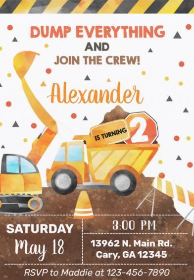 Truck Birthday Invitations, Boys Birthday Invitations, Construction Themed Birthday Party, Dump Truck Party, Dump Truck Birthday Party, Construction Theme Birthday, Dump Truck Birthday, Construction Theme Birthday Party, Boys Birthday Party Ideas