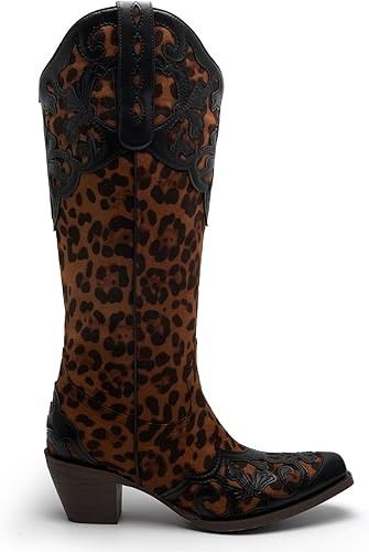 Amazon.com | SO SIMPOK Women leopard print Cowboy Boots, Ladies Mid Calf Boots,Women's Cheetah Pointy Toe Western Casual Boots. | Mid-Calf Western Casual, Shoe Image, Western Boots Women, Shoe Inspo, Calf Boots, Mid Calf Boots, Casual Boots, Western Wear, Western Boots