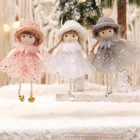 PRICES MAY VARY. ♡⛄❄【Material】 The cute angel doll ornaments are made of high-quality fabrics and plush.They are very durable,realistic,and have unique shapes.You will be happy all day seeing them! ♡🎄❄【Color and Size】 3Pcs cute angel doll pendants,there are pink styles,white styles,and gray styles.Every angel doll's dress is inlaid with exquisite sequins,lace-style skirts,elegant hats,angel dolls are very light,each weighs 11g,and the size of angel dolls is 11x16cm/4.33"x6.3"inch . ♡⛄❄【Widely U Christmas Angel Doll, Tule Rok, Skirt Tulle, Hiasan Bilik, Xmas Tree Ornament, Angel Doll, Navidad Christmas, Christmas Dolls, Jingle Bell