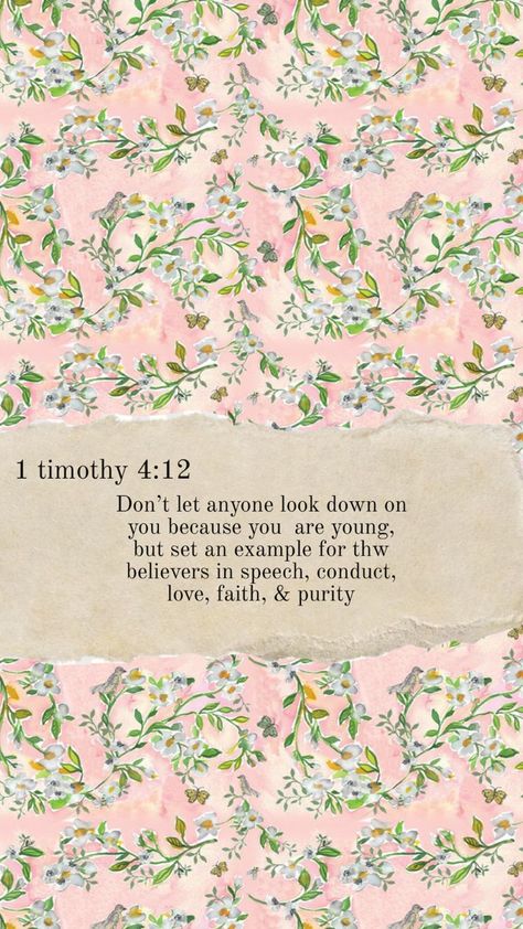 #bibleverse #wallpaper 1 Timothy 4 12, 12 Wallpaper, Scripture Wallpaper, 1 Timothy, Prayer Room, God Jesus, Self Improvement, Verses, Bible Verses