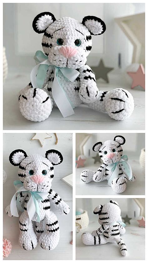 Amigurumi Tiger Free Pattern - Free Amigurumi Amigurumi Tiger, Crochet Tiger, Elephant Amigurumi, Yarn Animals, Crocheted Cow Pattern, Disney Crochet Patterns, Crochet Plushies, Amigurumi Cow, Easy Crochet Animals