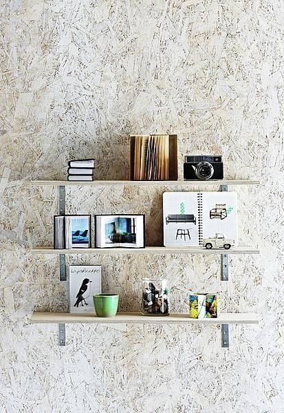 White wash particle board Paint Particle Board, Painted Osb, Osb Furniture, Osb Wood, Strand Board, Osb Board, Oriented Strand Board, Industrial Shelving, Wall Board