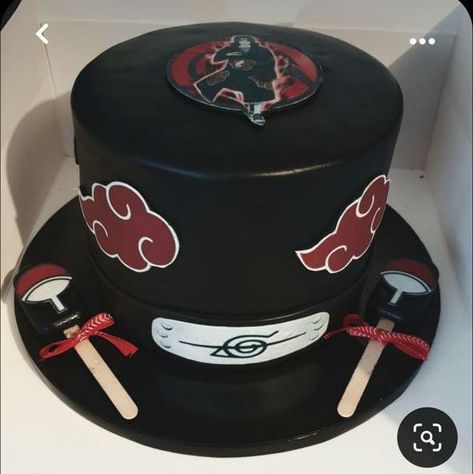 Anime Cakes Birthday Naruto, Akatsuki Cake, Anime Cake Ideas, Naruto Birthday Cake, Sasuke Birthday, Naruto Party Ideas, Itachi Uchiha Anime, Naruto Cake, Bolo Naruto