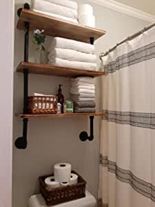 Industrial Wall Shelves, Pipe Shelving, Shelves Over Toilet, Bathroom Shelves Over Toilet, Rustic Wall Shelves, Floating Bookshelves, Industrial Pipe Shelves, Bathroom Wall Shelves, Farmhouse Shelves