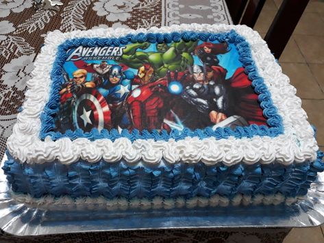 Avengers Sheet Cake, Avengers Themed Cakes, Marvel Birthday Cake, Ironman Cake, Marvel Birthday, Rectangular Cake, Mickey Mouse Birthday Cake, Superhero Birthday Cake, Birthday 4