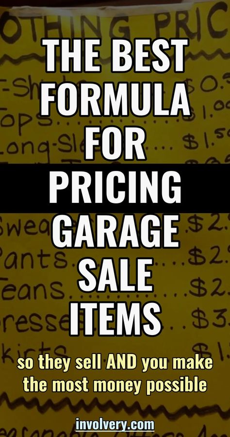 Garage Sale Ideas Display, Yard Sale Pricing Guide, Garage Sale Printables, Garage Sale Pricing Guide, Garage Sale Clothes, Yard Sale Clothes, Yard Sale Clothes Rack, Yard Sale Display, Yard Sale Hacks