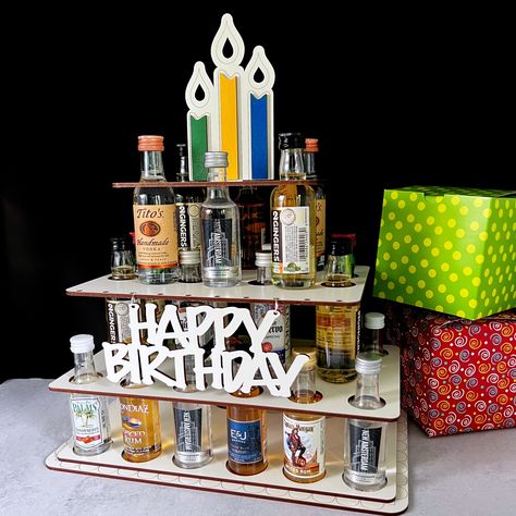 Birthday Decoration For Women, Cake 21st Birthday, 21st Birthday Boy, Beer Cakes, Alcohol Gift Baskets, Liquor Shots, Mini Liquor Bottles, Birthday Shots, 21st Birthday Cakes