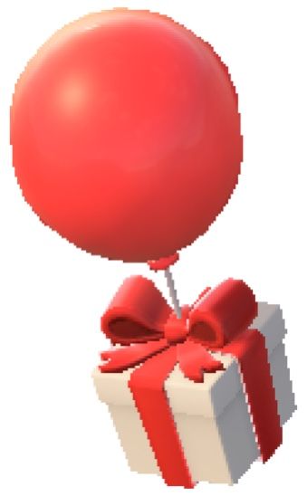 A white gift with red ribbon held up in the air by a red balloon. Animal Crossing Present, Animal Crossing Balloon, Balloon Present, Flowers Clothes, Dad Gift Ideas, Animal Crossing Wiki, Present Cake, Floating Balloons, Present Box