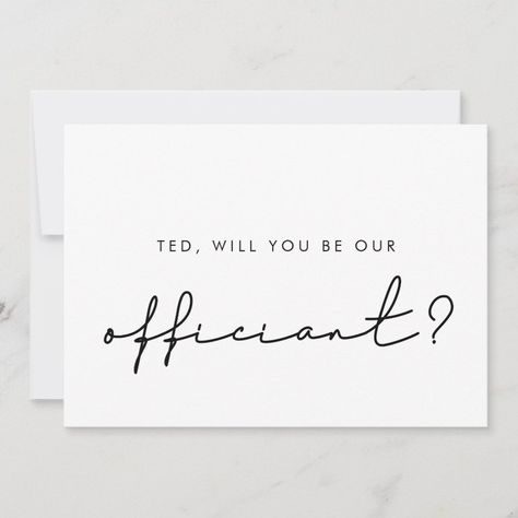 Minimalist Will you be our officiant proposal card  Zazzle Officiant Proposal, Bridal Party Proposal, Card A, Will You Be My Bridesmaid, Be My Bridesmaid, Design Collection, Modern Wedding, Text Color, Best Seller