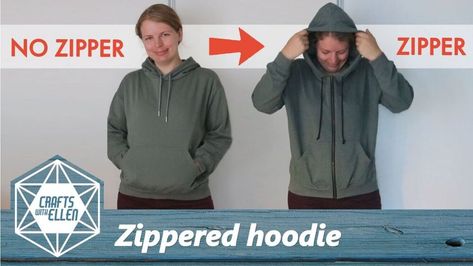 Learn how to add a zipper to a hoodie with this fantastic, beginner-friendly tutorial. You will transform a normal hoodie to a zipper hoodie in no time! Works like magic. Washi Dress, Sew A Zipper, Hoodie Sewing, Zipper Crafts, Hoodie Tutorial, Sew Zipper, Going Out Looks, Diy Socks, Seam Ripper