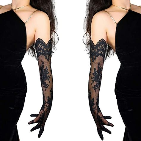 Asoebi Styles Lace Skirt And Blouse, Asoebi Styles Lace, Lace Skirt And Blouse, Prom Gloves, Fancy Gloves, Gloves Aesthetic, Long Black Gloves, Black Lace Gloves, Gloves Outfit