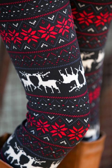 Stretchy Fawn Print Leggings Gothic Leggings, Holiday Leggings, Snowflake Print, Christmas Leggings, Fleece Leggings, Winter Leggings, Patterned Leggings, Stretchy Leggings, Stretchy Pants