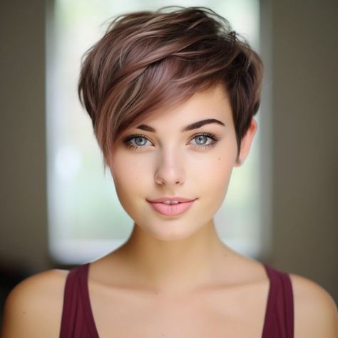 Pixie Highlights, Versatile Haircut, Classic Pixie, Brunette Pixie, Layered Pixie, Edgy Pixie Haircuts, Asymmetrical Pixie, Short Layered Haircuts, Short Straight Hair