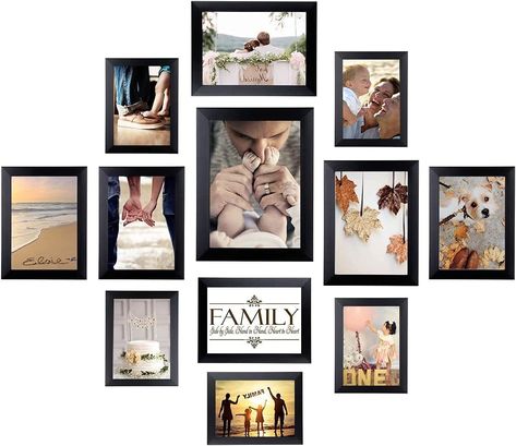 PRICES MAY VARY.  10 Pack picture frames set. Multifunctional display, 10 Pack picture frames set can be placed at home or office to remind you of the most important matters vertically or horizontally. Picture Frames On The Wall Overlapping, 4 X 6 Picture Frames On The Wall, 5x7 Picture Frames On The Wall Layout, Picture Frames Collage, Stairway Gallery, Photo Frames Wall, Foto Muro Collage, Frames Collage, Black Collage