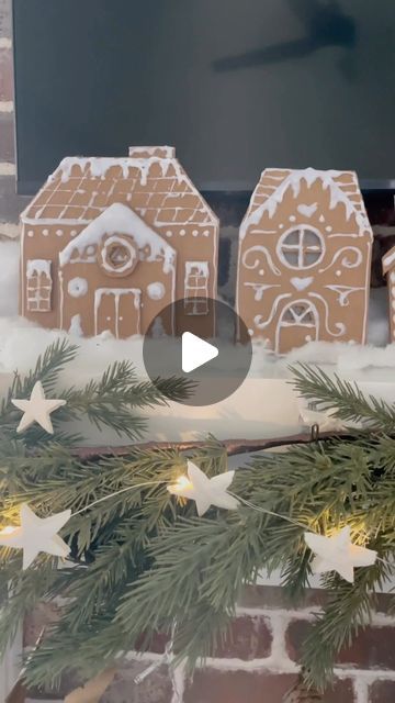 Kimbo- on Instagram: "Gingerbread village! Anyone else obsessed with them this year??? You can also use the white embossing I used to make the gingerbread house from a few videos ago! Or just get all the houses ready and have kids glue on yarn and buttons etc! So many fun ways to upvcle those cardboard boxes! Love my @fiskars supplies #gingerbread #gingerbreadhouse #DIY #crafty" Ginger House Christmas, Diy Gingerbread Village, Cardboard Gingerbread, Ginger Bread House Diy, Ginger House, How To Make Gingerbread, Gingerbread Diy, Gingerbread Village, Gingerbread Decorations