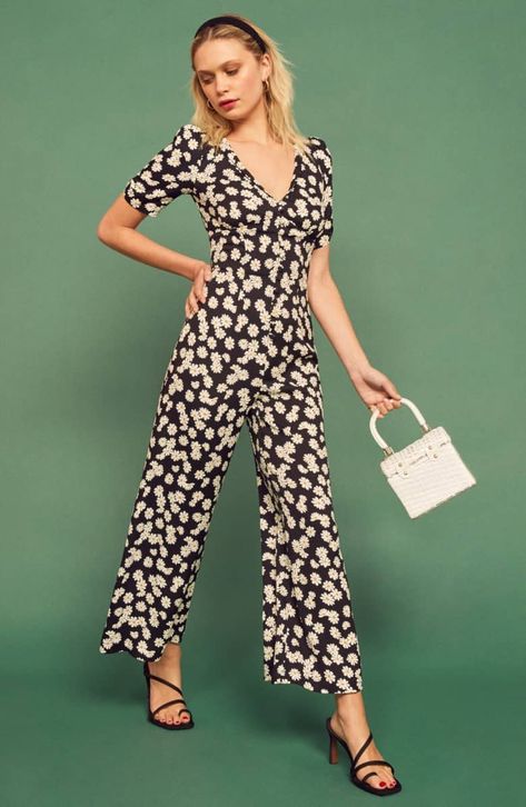 Reformation Marlena Daisy Jumpsuit Work Uniform, Work Uniforms, Cropped Jumpsuit, Daisy Chain, Forever 21 Dresses, Covered Buttons, New Work, Photo Galleries, Fashion Forward