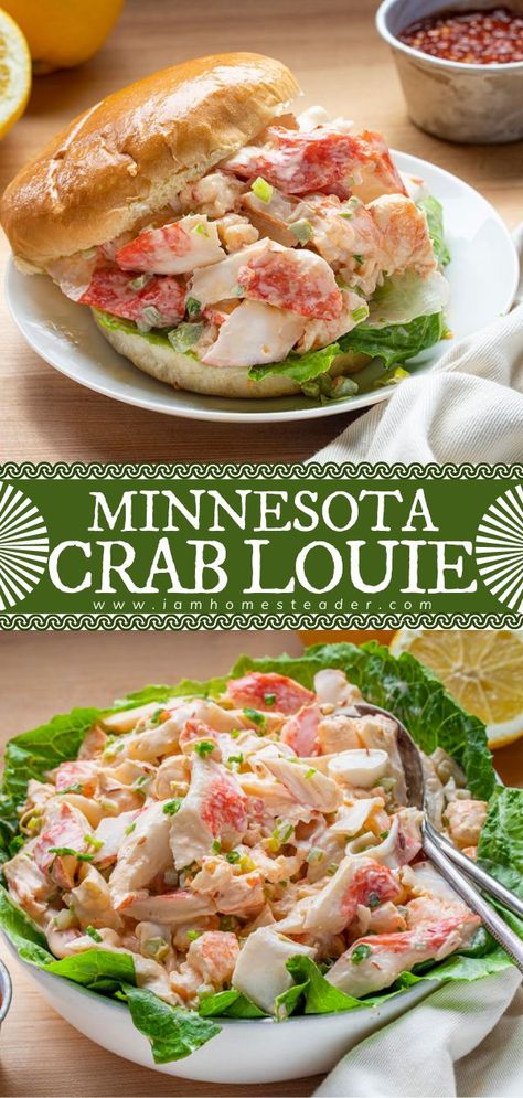 Crab Louie Recipe, Immitation Crab Recipes, Crab And Shrimp Recipe, Crab Louie, Crab Salad Recipe, Sea Food Salad Recipes, Crab Meat Recipes, Crab Dishes, Seafood Entrees