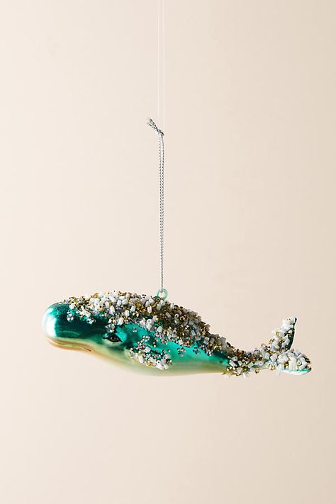 Whale ornament // Shop Christmas Ornaments - The Inspired Room Beaded Ornaments Diy, Animal Ornaments, Fun Christmas Decorations, Christmas Interiors, Coastal Christmas, Jingle All The Way, Christmas Love, Christmas Gifts For Women, Xmas Ornaments