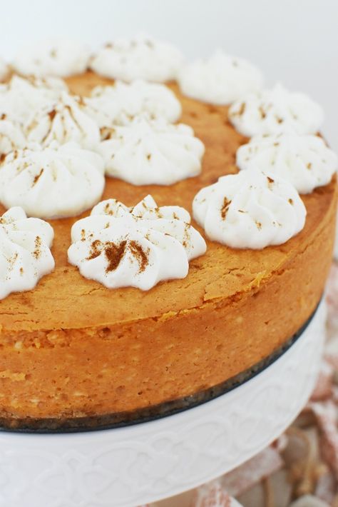 New York Style Pumpkin Cheesecake Recipe Keto Pumpkin Cheesecake, Toffee Cheesecake, Cheesecake Crust, New York Style Cheesecake, Pumpkin Cheesecake Recipes, Keto Pumpkin, Homemade Pumpkin Puree, Cream Cheese Spreads, Spiced Pumpkin