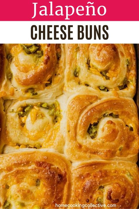 These soft and buttery buns are filled with pickled jalapenos and gooey cheddar cheese, ideal for a game day treat, afternoon snack, or potluck dish. Pickled Jalapenos, Family Breakfast Recipes, Cheese Buns, Jalapeno Cheese, Weekday Meals, Potluck Dishes, Afternoon Snack, Easy Homemade Recipes, Evening Meals