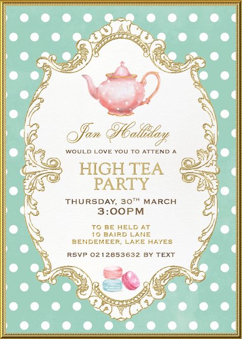 High tea High Tea Poster Design, Tea Poster Design, Tea Party Poster, Party Design Poster, Tea Poster, High Tea Party, Tea Party Invitations, Invitation Ideas, March 3rd