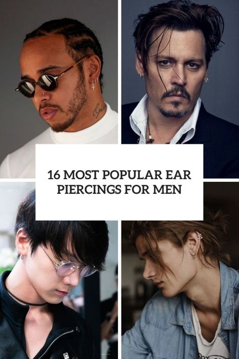 Popular Ear Piercings, Ear Piercings For Men, Guys With Nose Piercings, Frenulum Piercing, Double Lobe Piercing, Unique Piercings, Piercing Inspiration, Men's Piercings, Ear Piercings Chart