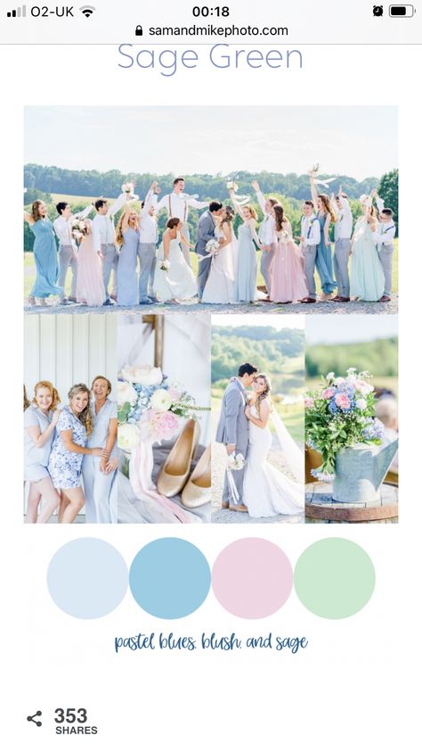 Light Blue Pink And Green Wedding, Seafoam Green Wedding, Light Blue Wedding Colors, Light Pink Wedding Dress, Pastel Wedding Theme, Sky Blue Weddings, Wedding Theme Color Schemes, Pink And Green Dress, Pink Green Wedding