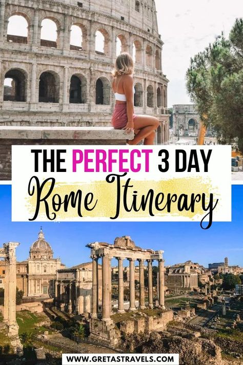 Planning to spend three days in Rome? Discover everything you need to know with this ultimate Rome 3-day itinerary! Including how to get around, what to pack, where to stay and my step-by-step itinerary to spend the most awesome three days in Rome! #rome #italy #3daysinrome #romein3days #europe #romeitaly #romeitinerary Rome Three Day Itinerary, Rome In May, One Day In Rome, Best Food In Rome, Rome Bucket List, Free Things To Do In Rome, Rome Winter, 3 Days In Rome, Rome Itinerary