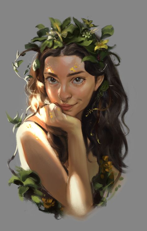 Woman of nautre, brooks kim on ArtStation at https://www.artstation.com/artwork/dOEE0Q Dnd Elves, Dnd Art, Digital Portrait, Dnd Characters, Character Portraits, Fantasy Character Design, Portrait Art, Pretty Art, Character Illustration