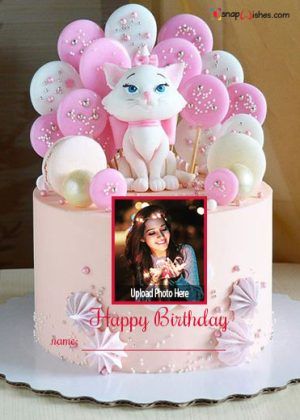 Birthday Cake With Name And Photo Edit, Happy Birthday Wishes Photo Frame, Birthday Wishes Photo Frame, Online Birthday Card Maker, Cute Cat Birthday, Cat Birthday Cake, Free Birthday Wishes, Birthday Cake Write Name, Birthday Wishes With Photo