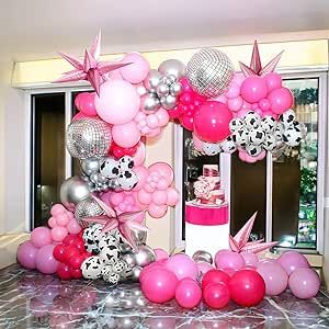 Hot Pink Silver Cow Balloon Garland Kit 157pcs Cow Print Disco Ball Star balloons for women birthday cowgirl last rodeo bachelorette party decorations Cow Balloon Garland, Last Rodeo Bachelorette Party, Rodeo Bachelorette Party, Cowgirl Party Decorations, Silver Party Decorations, Sequin Backdrop, Cowgirl Birthday, Silver Party, Cowgirl Party