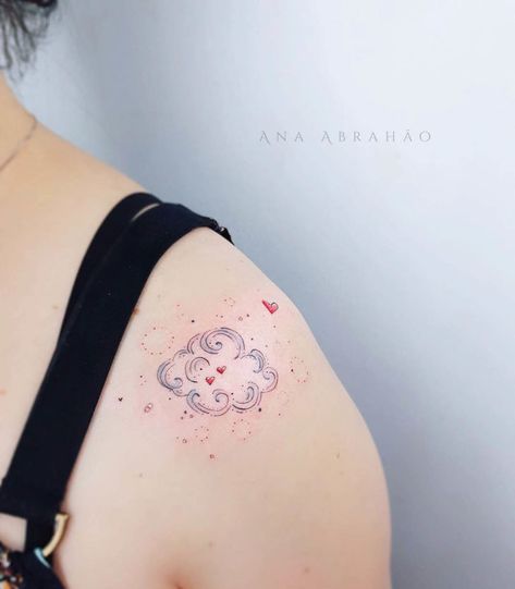 shoulder tattoo cloud Pink Cloud Tattoo, Cute Cloud Tattoo, Disney Princess Tattoo Ideas, Princess Tattoo Ideas, Disney Princess Tattoo, Mark 10 9, Princess Tattoo, Cute Cloud, Tattoo Couple