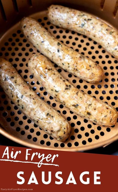 Air Fryer Sausage is just about the easiest dinner you can make. Air fried sausages come out slightly crisp on the outside and juicy on the inside. This air fryer recipe will be a weeknight favorite! Red Beans And Rice Recipe Crockpot, Airfryer Breakfast, Air Fryer Sausage, Easiest Dinner, Fried Breakfast, Air Fryer Recipe, Air Fried Food, Air Fry Recipes, Air Fryer Recipes Chicken