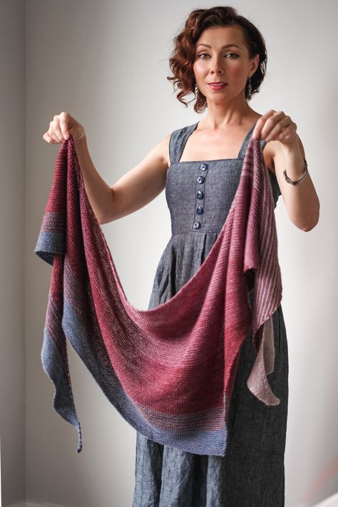 Sonder - Easiest Beginner Level Gradient Knit Shawl Pattern - Expression Fiber Arts | A Positive Twist on Yarn Knit Shawl Pattern, Knitting Scarves, Expression Fiber Arts, Knit Shawls, Knit Shawl, Shawl Knitting Patterns, Shawl Patterns, Wrap Pattern, Scarf Knitting Patterns